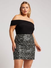 Yours Curve Gold London Animal Sequin Skirt - Image 1 of 5