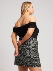 Yours Curve Gold London Animal Sequin Skirt - Image 3 of 5
