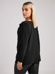 Yours Curve Black London Diamante Bow Cowl Top - Image 4 of 6