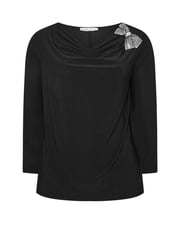 Yours Curve Black London Diamante Bow Cowl Top - Image 6 of 6