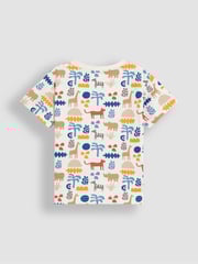 JoJo Maman Bébé Ecru Safari 2-Pack Printed & Plain T-Shirts - Image 3 of 8