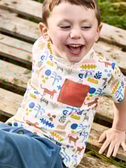 JoJo Maman Bébé Ecru Safari 2-Pack Printed & Plain T-Shirts - Image 7 of 8