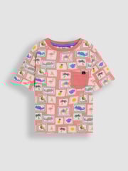 JoJo Maman Bébé Pink Tropical Postcard 2-Pack Printed & Plain T-Shirts - Image 2 of 5