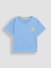 JoJo Maman Bébé Yellow Surf & Sun Graphic Printed and Plain T-Shirts 2 Pack - Image 4 of 5
