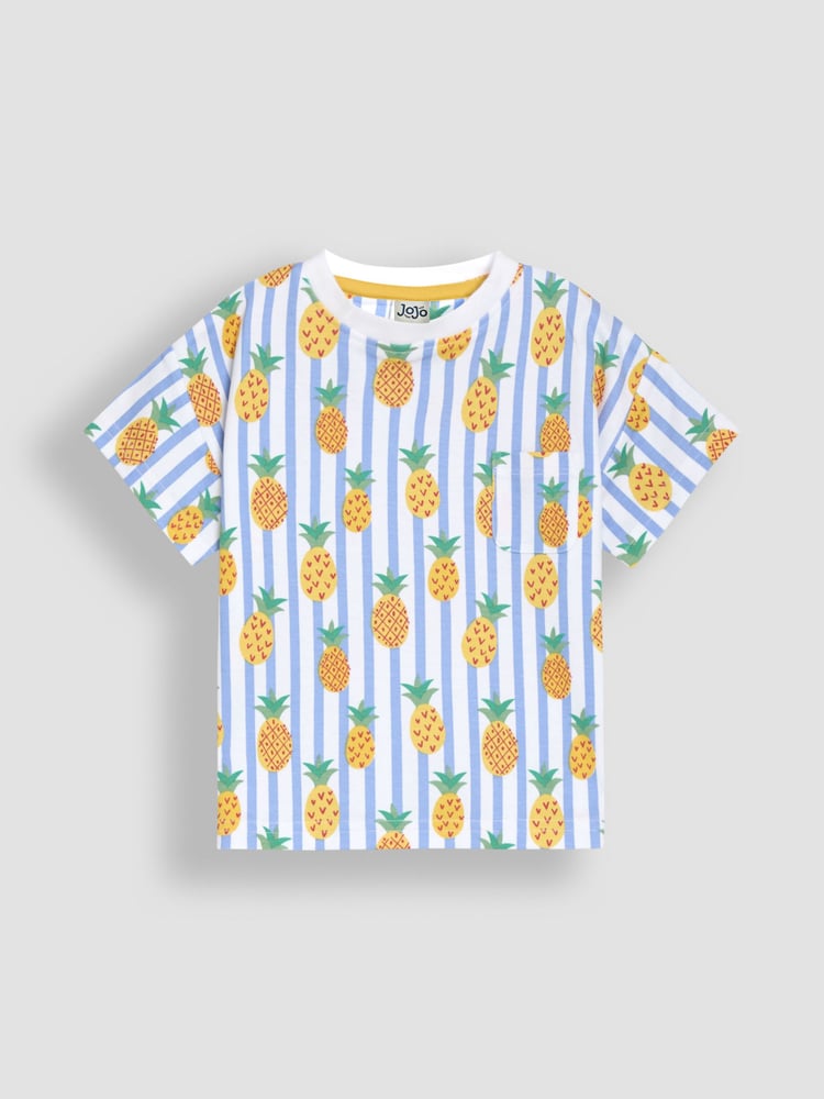 JoJo Maman Bébé Yellow Pineapple 2-Pack Printed & Plain T-Shirts - Image 2 of 7