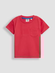 JoJo Maman Bébé Blue Shark 100% Cotton Printed & Plain T-Shirts 2 Pack - Image 4 of 5