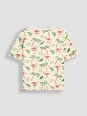 JoJo Maman Bébé Ecru Flamingo 2-Pack Printed & Plain T-Shirts - Image 3 of 5