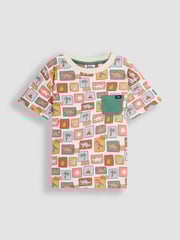 JoJo Maman Bébé Stone Dino Stamp 2-Pack Printed & Plain T-Shirts - Image 2 of 6