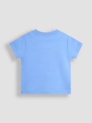 JoJo Maman Bébé Blue Scooting Dino 2-Pack Printed & Plain T-Shirts - Image 3 of 5