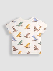 JoJo Maman Bébé Blue Scooting Dino 2-Pack Printed & Plain T-Shirts - Image 5 of 5