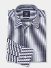 Savile Row Company Classic Fit Blue Stripe Non Iron Single Cuff 100% Cotton Shirt - Image 3 of 4