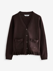 Clarks Brown Girls Bow Knitted School Cardigans 2 Pack - Image 3 of 6