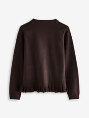 Clarks Brown Girls Bow Knitted School Cardigans 2 Pack - Image 4 of 6