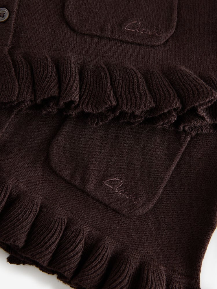 Clarks Brown Girls Bow Knitted School Cardigans 2 Pack - Image 6 of 6
