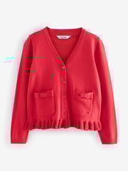 Clarks Red Girls Bow Knitted School Cardigans 2 Pack - Image 4 of 6