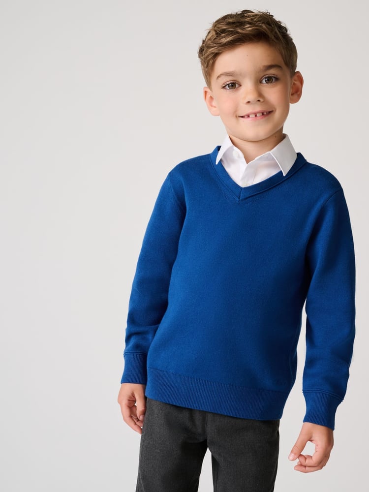 Clarks Blue Unisex Knitted School Jumper - Image 1 of 5