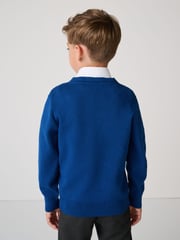 Clarks Blue Unisex Knitted School Jumper - Image 3 of 5