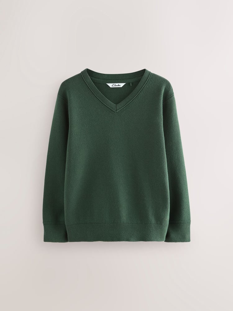 Clarks Green Unisex Knitted School Jumpers 2 Pack - Image 2 of 5