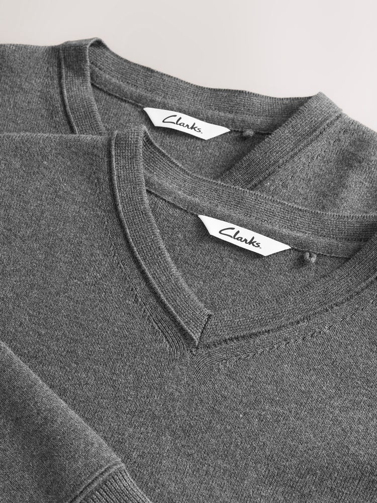 Clarks Grey Unisex Knitted School Jumpers 2 Pack - Image 5 of 5