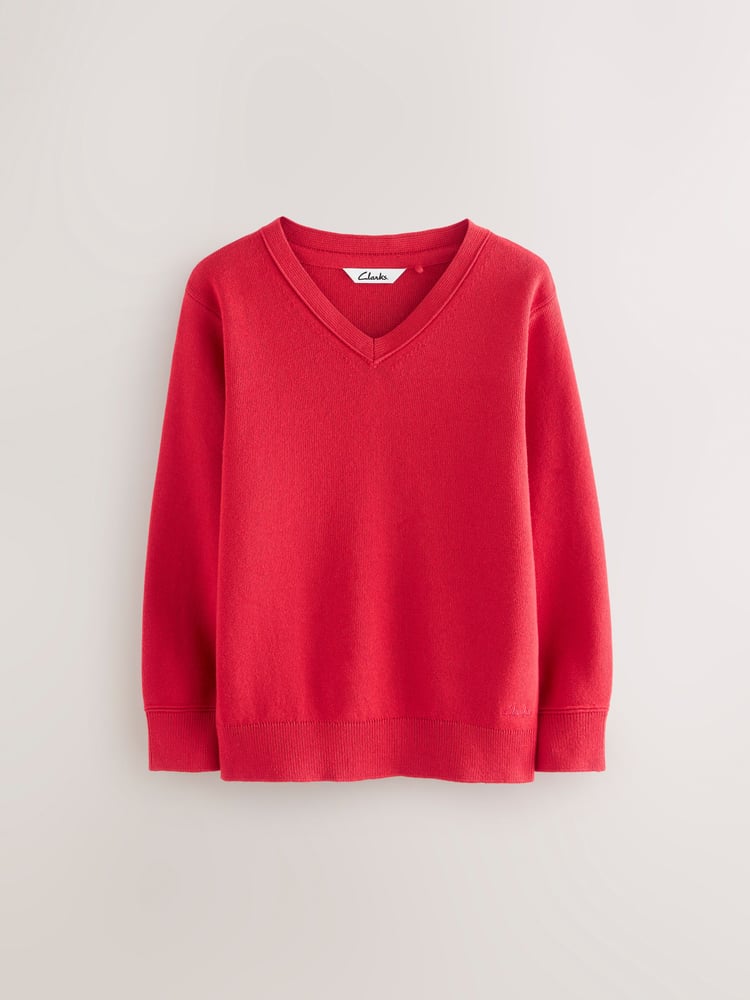 Clarks Red Unisex Knitted School Jumpers 2 Pack - Image 2 of 6