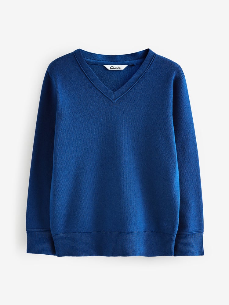 Clarks Blue Unisex Knitted School Jumpers 2 Pack - Image 2 of 5