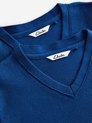 Clarks Blue Unisex Knitted School Jumpers 2 Pack - Image 4 of 5