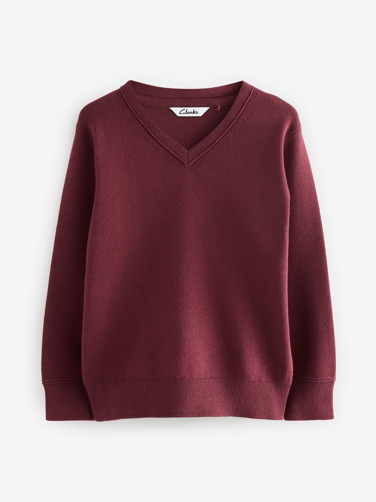 Clarks Burgundy Red Unisex Knitted School Jumpers 2 Pack - Image 2 of 5