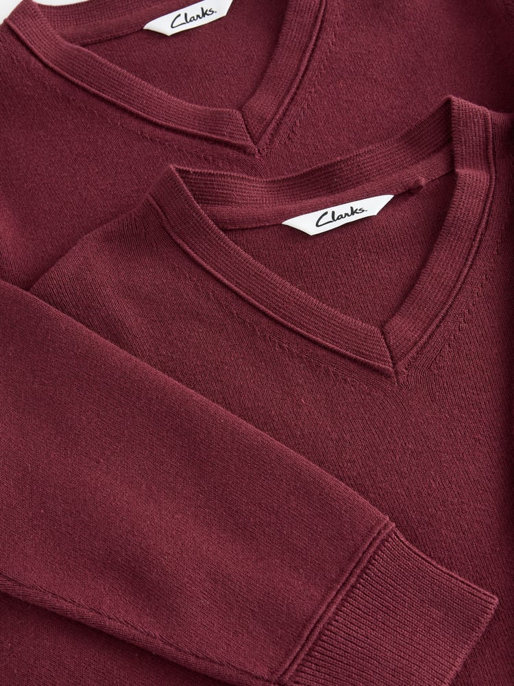 Clarks Burgundy Red Unisex Knitted School Jumpers 2 Pack - Image 5 of 5