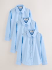 Clarks Blue Girls Long Sleeve School Shirts 3 Pack - Image 1 of 7