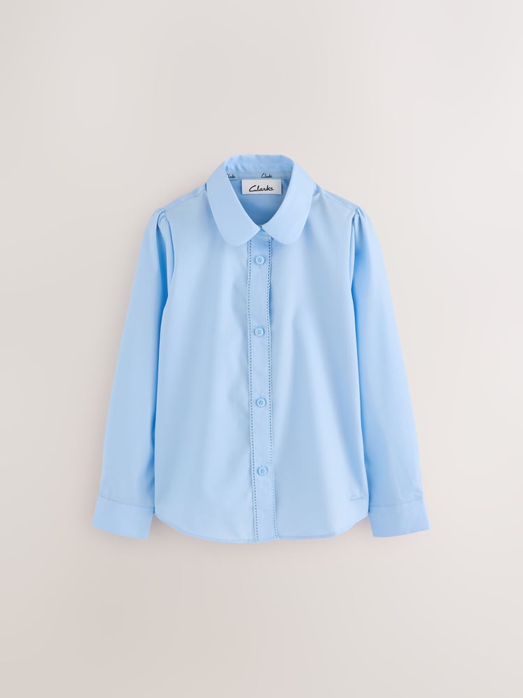 Clarks Blue Girls Long Sleeve School Shirts 3 Pack - Image 2 of 7