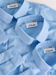 Clarks Blue Girls Long Sleeve School Shirts 3 Pack - Image 4 of 7