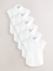 Clarks White Girls Short Sleeve School Shirts 5 Pack - Image 1 of 5