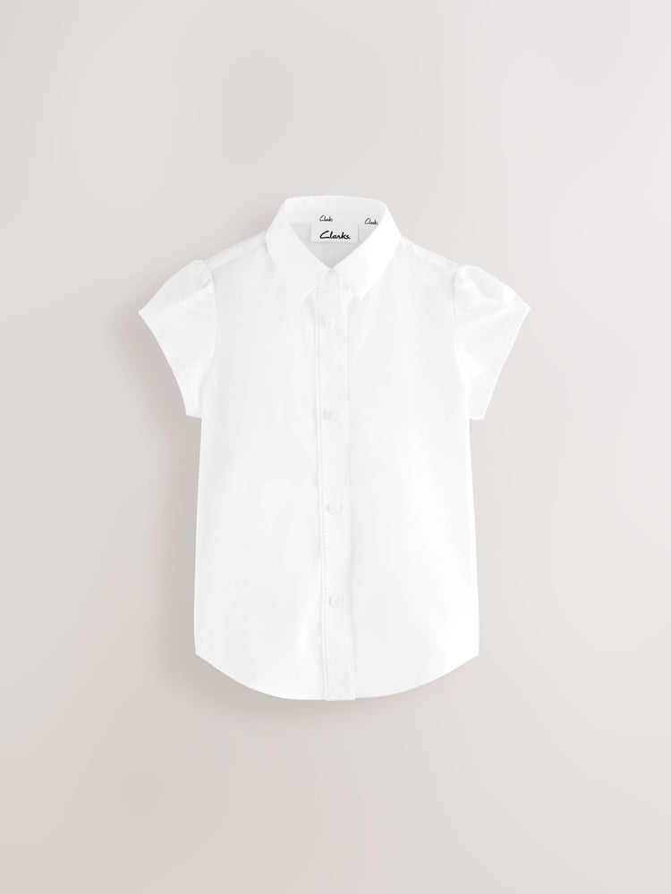 Clarks White Girls Short Sleeve School Shirts 5 Pack - Image 2 of 5