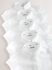 Clarks White Girls Short Sleeve School Shirts 5 Pack - Image 5 of 5