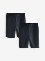 Clarks Navy Regular Boys Pull-On School Shorts 2 Pack - Image 1 of 9