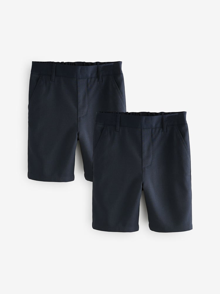 Clarks Navy Regular Boys Pull-On School Shorts 2 Pack - Image 1 of 9