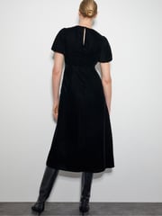 Monsoon Black Kendra Embroidered Floral Velvet Midi Dress - Image 3 of 5