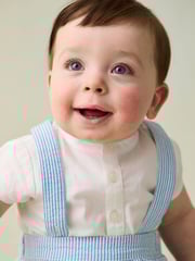 JoJo Maman Bébé Blue 2-Piece Grandad Shirt & Shorts Set with Bow Tie - Image 3 of 9