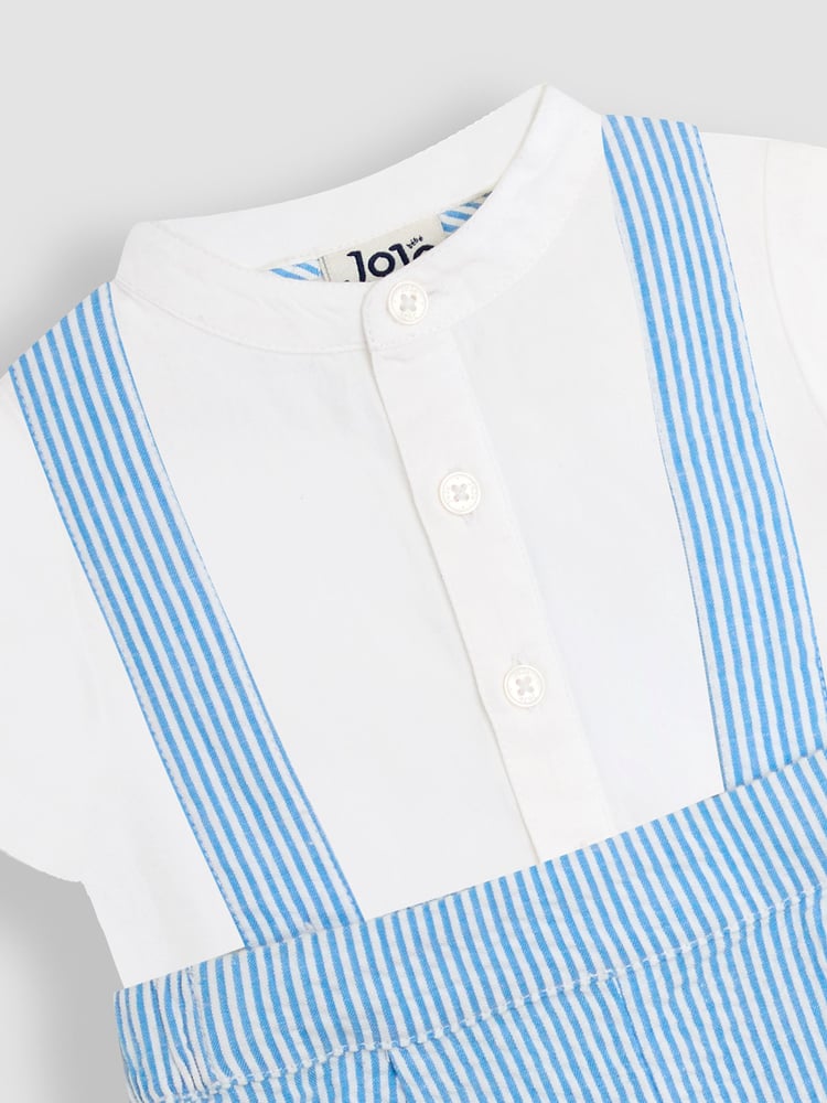 JoJo Maman Bébé Blue 2-Piece Grandad Shirt & Shorts Set with Bow Tie - Image 9 of 9