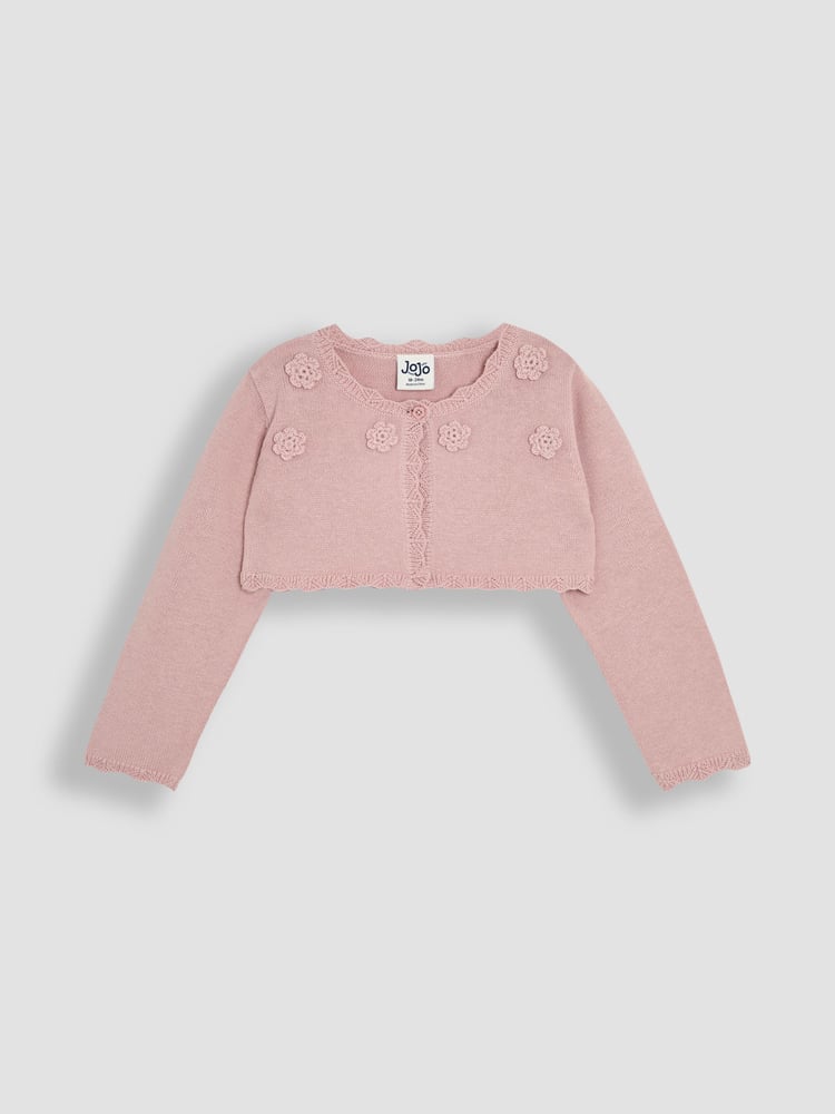 JoJo Maman Bébé Pink Floral Bolero Cardigan - Image 1 of 3