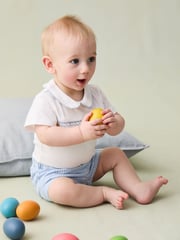 JoJo Maman Bébé Blue 2-Piece Chick Embroidered Body & Short Set - Image 3 of 9