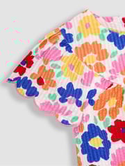 JoJo Maman Bébé Fucshia Pink 2-Piece Floral Frill Sleeve Blouse & Shorts Set - Image 5 of 6