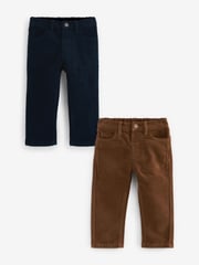 Navy/Tan Brown Corduroy Trousers 2 Pack (3mths-7yrs) - Image 1 of 7