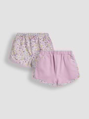 JoJo Maman Bébé Lilac Purple Ditsy Floral 2 Pack Sporty Shorts - Image 1 of 5