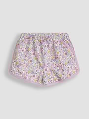 JoJo Maman Bébé Lilac Purple Ditsy Floral 2 Pack Sporty Shorts - Image 3 of 5