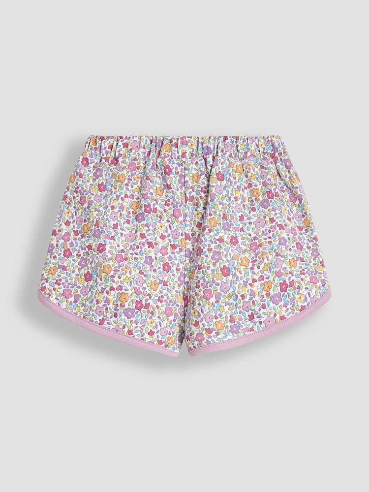 JoJo Maman Bébé Lilac Purple Ditsy Floral 2 Pack Sporty Shorts - Image 5 of 5