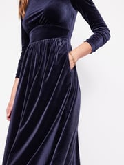 Boden Blue Petite Thea Velvet Jersey Midi Dress - Image 2 of 5