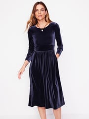 Boden Blue Petite Thea Velvet Jersey Midi Dress - Image 4 of 5