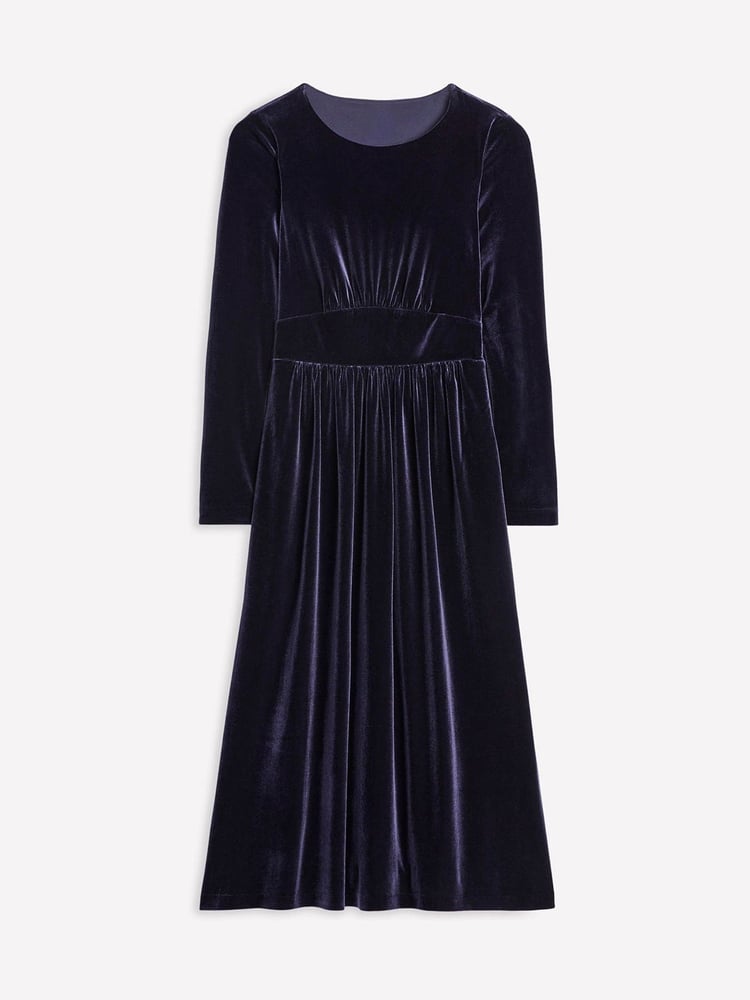Boden Blue Petite Thea Velvet Jersey Midi Dress - Image 5 of 5 Boden Blue Petite Thea Velvet Jersey Midi Dress - Image 5 of 5
