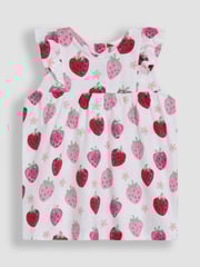 JoJo Maman Bébé Pink Strawberry Floral 2-Pack Flutter Sleeve T-Shirts - Image 2 of 5